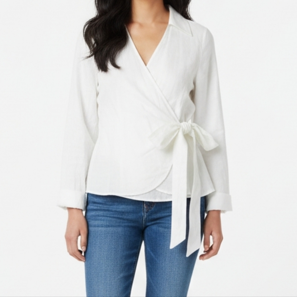H&M | Cute White Wrap Top SM